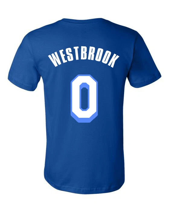 LA LAKERS Russell Westbrook Crenshaw T SHIRT NUMBER 0 New Blue