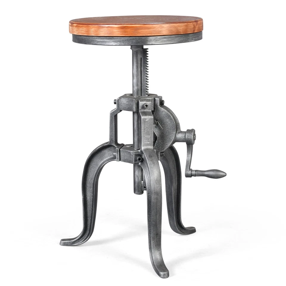 Industrial Bar Stools with Wooden Seat 18.9-22.8Inch Counter Height Adjustable - Image 4 of 4