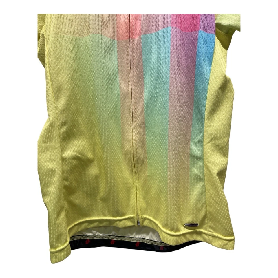 Camiseta deportiva de ciclismo Hincapie para mujer grande amarilla multicolor 3 bolsillos cremallera completa Foto 3 de 4
