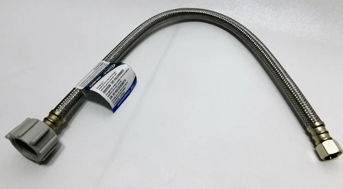 ProFlo PFX146474 20" Braided Stainless Steel Toilet Supply Line 3/8" Comp x BC - Picture 1 of 2