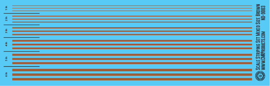 N Scale - Scale Striping Set Mixed Size Brown