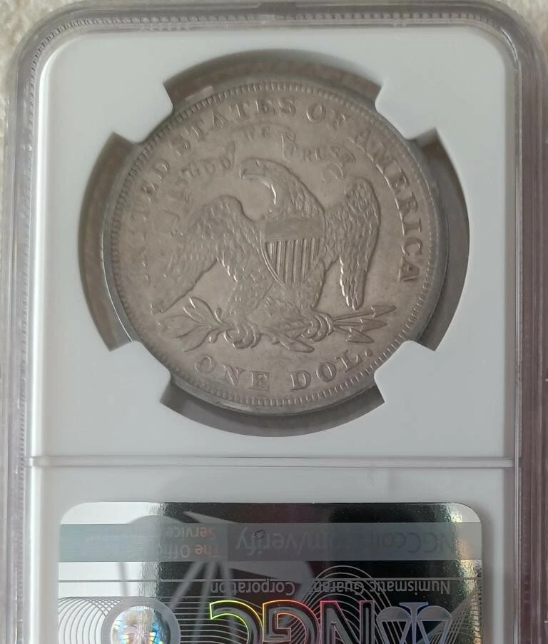 1871 Liberty Seated dollar, NGC XF45, with toning - Image 3 of 3