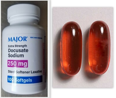 Major Stool Softener Docusate Sodium 250mg 100 Softgels ^^