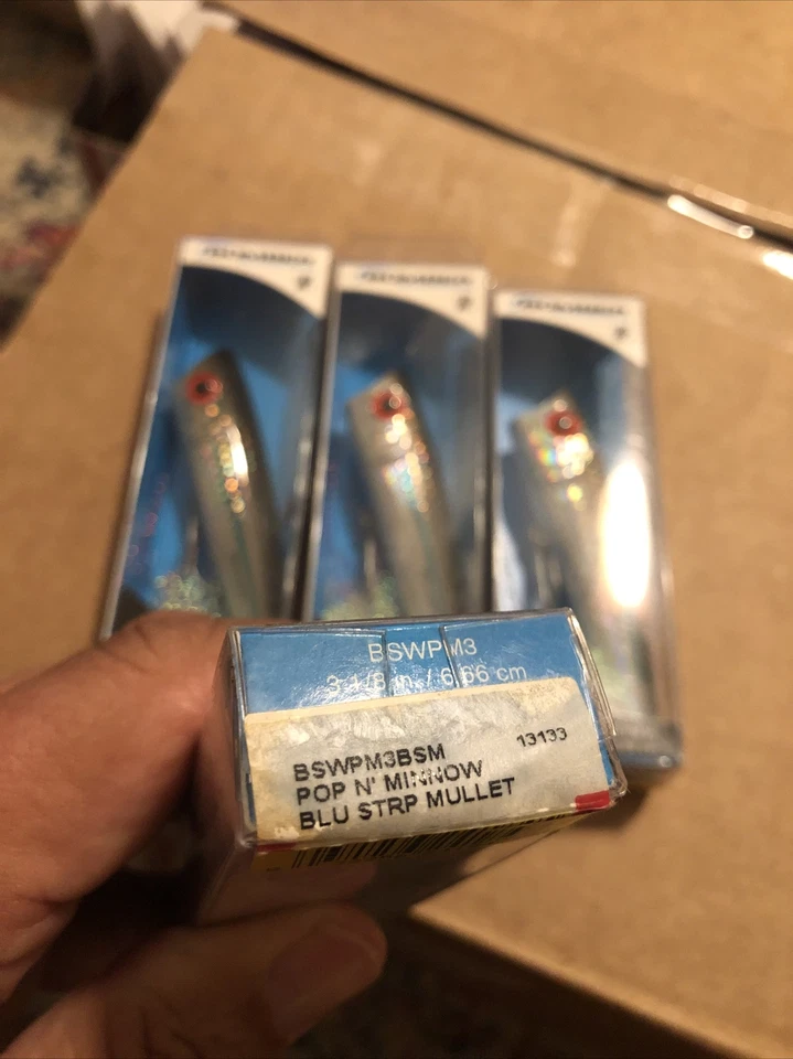 3 NOS Bombardero Grado Agua Salada Pop’n Mullet Rayas Azules 3-1/8” Rebel R Foto 3 de 4