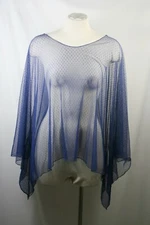 Plus size poncho style top/tunic,royal blue lace/net,size1X-2X,3X-4X