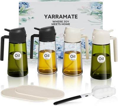 4Pcs 16Oz/470Ml Glass Olive Oil Sprayer Set with Stickers, Kitchen Gadgets, Incl