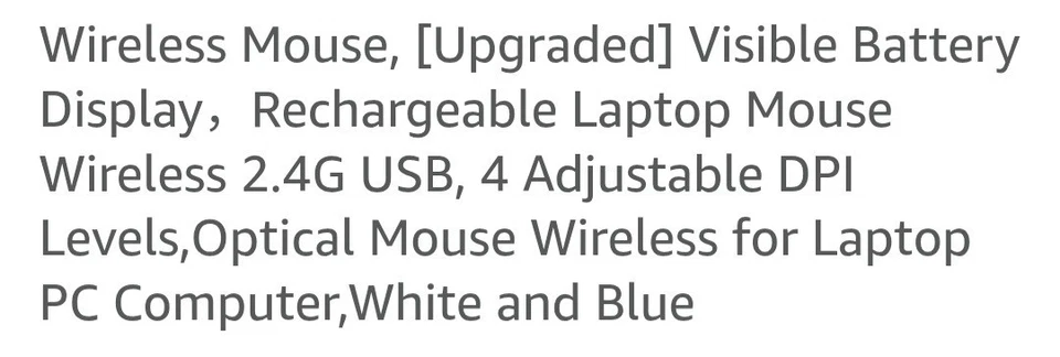 Wireless Mouse~Rechargeable~2.4 Ghz Wireless~4 DPI Settings~Blue & White - Image 2 of 4
