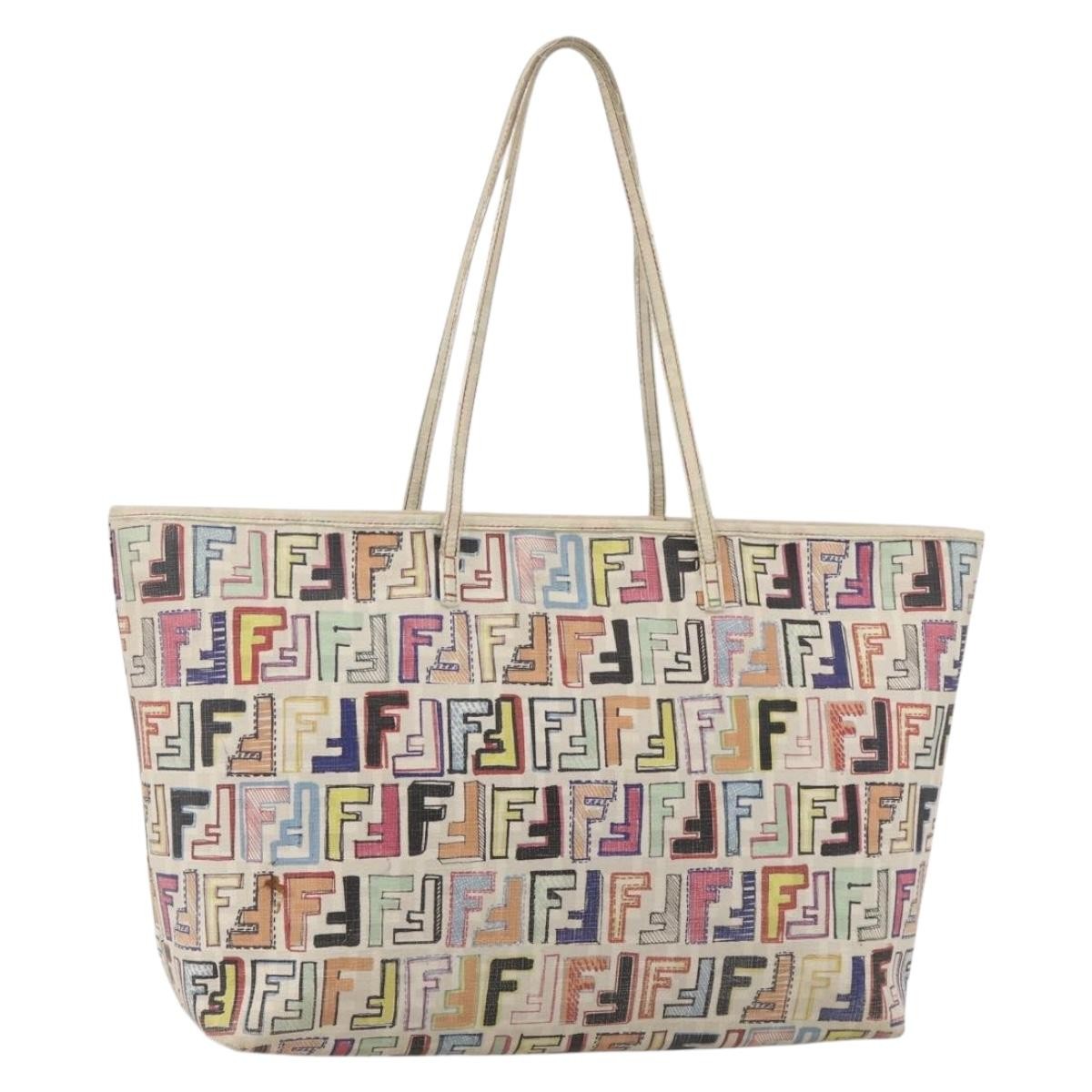 FENDI Zucca Canvas Tote Bag PVC Multicolor Gold Auth 175608 | eBay