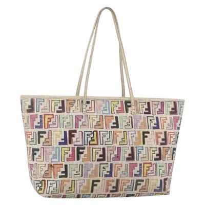 FENDI Zucca Canvas Tote Bag PVC Multicolor Gold Auth 175608 | eBay