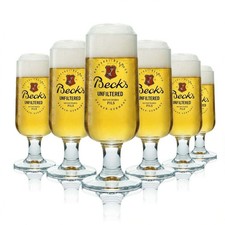 6x Becks Bierglas 0,3l Pokal Tulpe Gl&auml;ser Unfiltered Pilsener Sonderedition