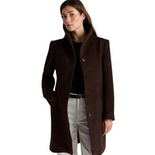 New Quince Women's Small Mod Italian Wool Cashmere Cocoon Coat Dark Chocolate