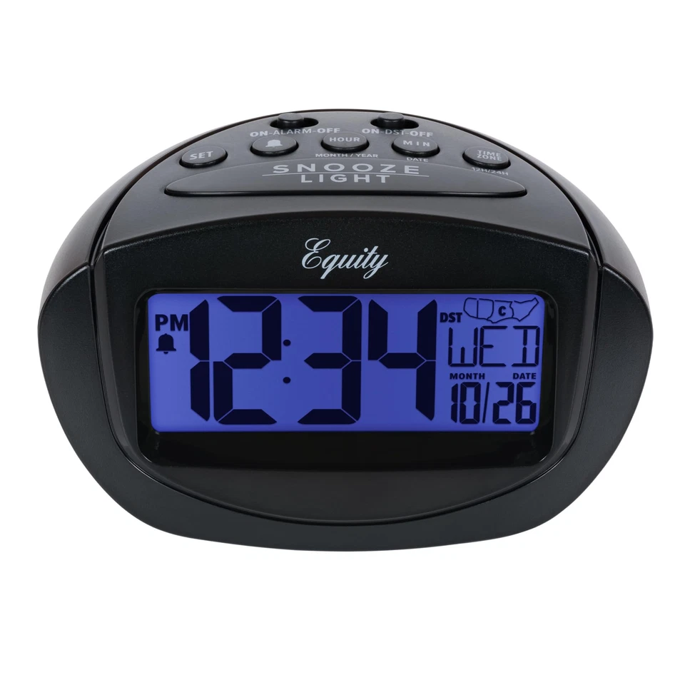 Equity by La Crosse 31022 Insta-Set LCD Alarm Clock, Black - Image 2 of 4