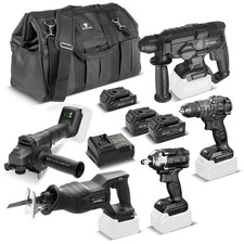 STAHLWERK Akku Werkzeug Set 20 V 5 Ger&auml;te 3 Akkus Ladeger&auml;t Tasche mit Zubeh&ouml;r