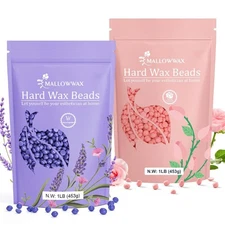 Hard Wax Beads 2-Pack, 1lb lavender wax beads + Rose pink for hair... 