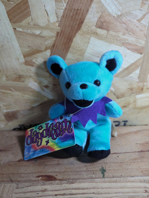 GRATEFUL DEAD DAYDREAM LIQUID BLUE BEANIE BÄR Etikett Jerry Garcia Plüsch
