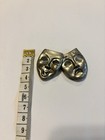 Vintage Modernist Comedy Tragedy Theater Mask Brooch Silver Tone Drama Pin — photo 3
