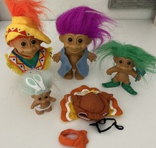 lot of 4 vintage RUSS TROLL DOLLS troll Dolls plus extra clothes