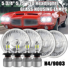 for Pontiac GTO Grand Prix Firebird 4pcs 5 3/4" 5.75" LED Headlights HI/LO