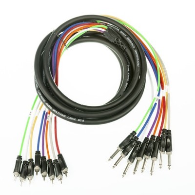Fame Audio Multicorekabel 8-fach 5m Schwarz Klinke Mono zu Cinch Male PVC Mantel
