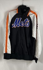 Stitches Men's MLB New York Mets Full Zip Track Jacket Black Pinstripe Sz L