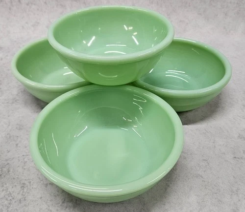 Set of Four (4) Fire-King Jadeite Restaurant Ware 5.5" Inch Soup Bowls