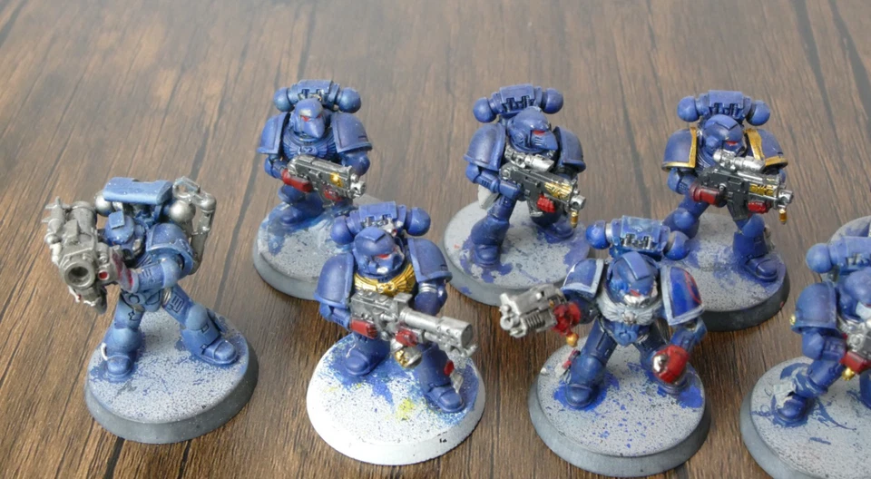 Warhammer 40k Space Marines Crimson Fists Tactical Squad (Lot of 10) Painted - Image 2 of 4