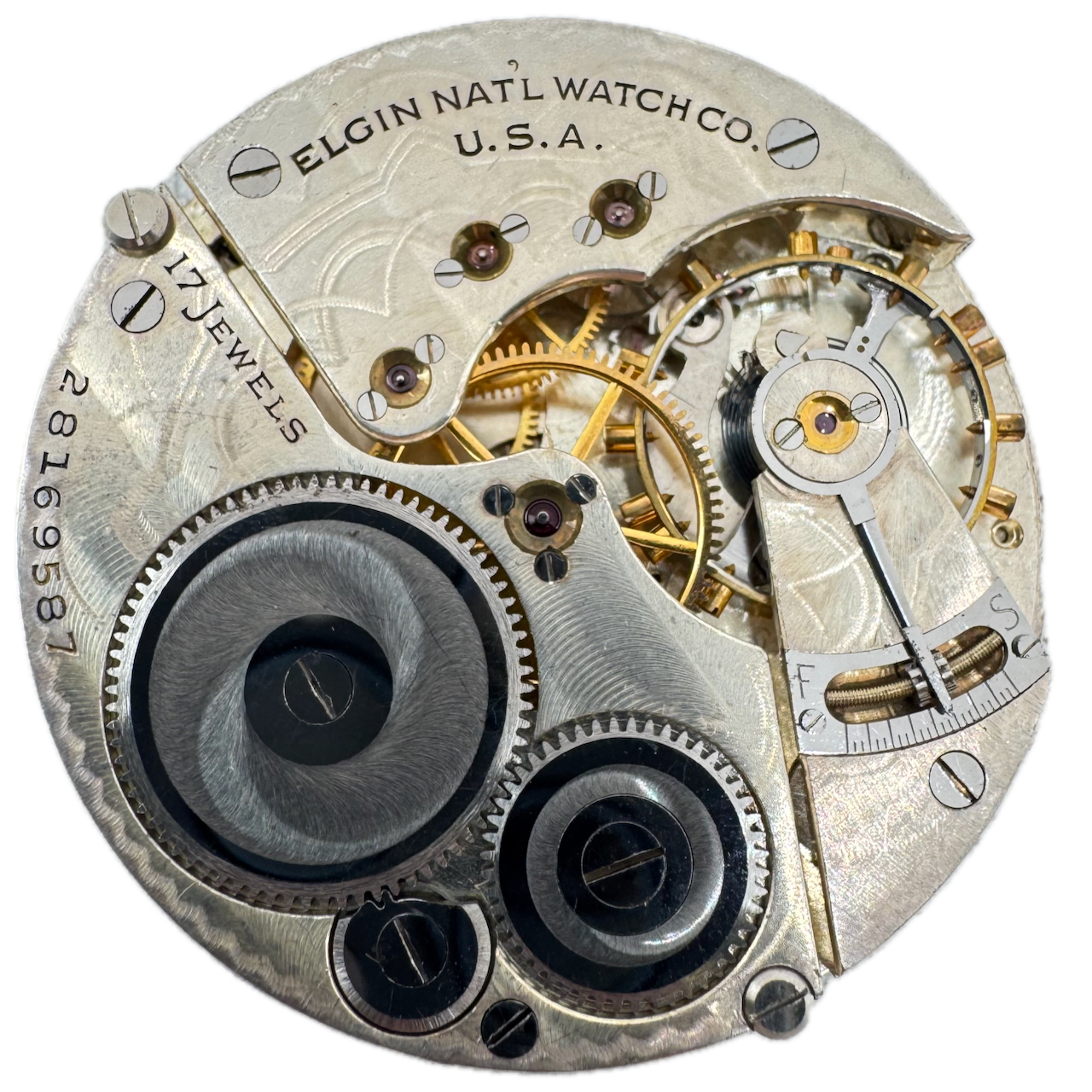 Antique 1914 Elgin 7 Jewel 16s Mechanical Pocket Watch Movement 293 USA