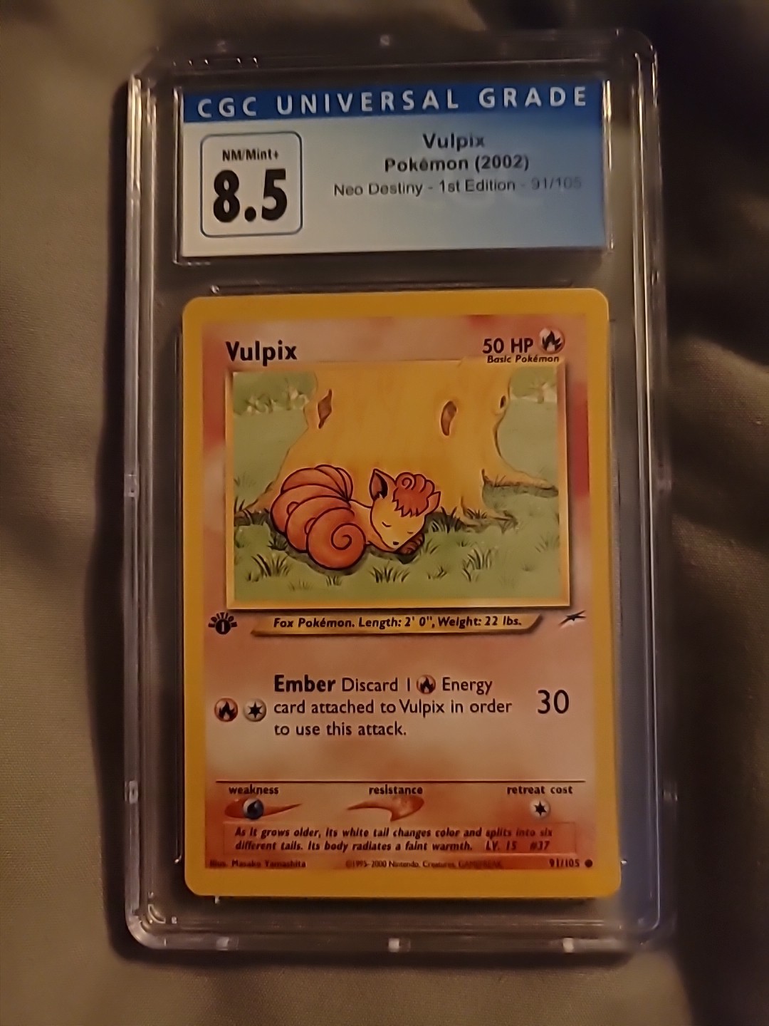 VULPIX - NEO DESTINY - 1ST EDITION 91/105 - CGC 8.5 MINT 2002 Pokemon