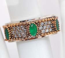 Ottoman Empire 2CT Treated Emerald 925 Sterling Silver Ring Sz 7,8,9 HB4
