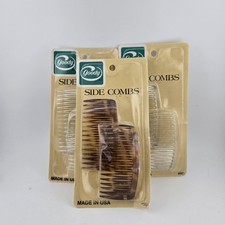 Vintage Goody Hair Side 2 Combs Brown Tortoise Clear Plastic Combs 1982 1975 Lot