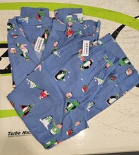 Old Navy Pajama Set Blue Penguins Flannel Sleepwear Size Small New With Tags