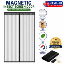 Magnetic Insect Door Screen Net Magic Mesh Curtain Mosquito Fly Bug Insect Black