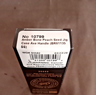 2026 Case XX Amber Bone Peach Seed Jig Axe Handle No. 10799 NEW