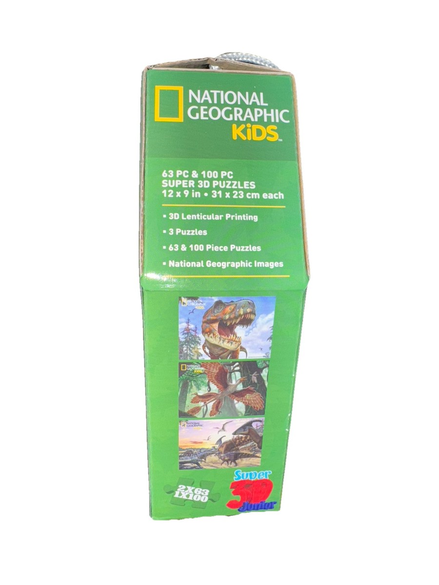 National Geographic Kids Super 3D Dinosaur Puzzles 3 Pack 63 & 100