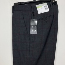 Alfani Men's Slim-Fit Windowpane Check Suit Pants Grey Burgundy 30Wx30L E101485