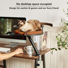 Cat Desk Bed - Desktop Attachment Cat Perch for Home Office, Spinnable Indoor...