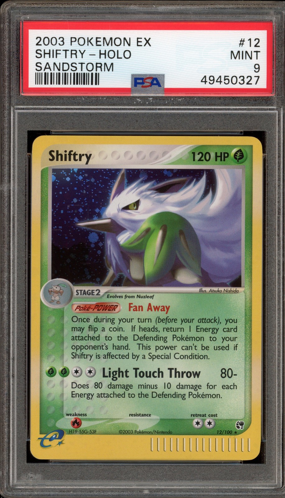 Pokemon Shiftry EX Sandstorm Holo Rare #12 PSA 9 Mint