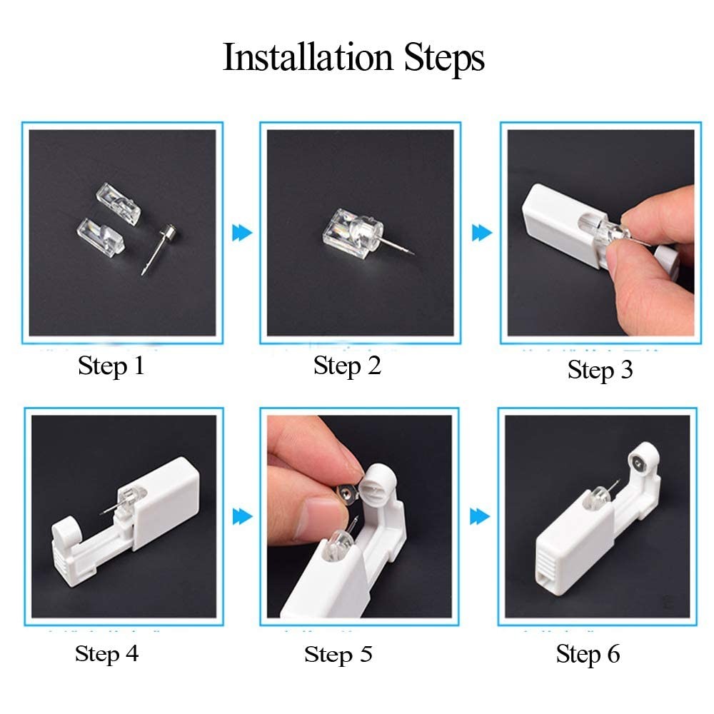 2 Pack Self Ear Piercing Gun EarringDisposable Piercing Kit No Pain Easy Use - second product detail image