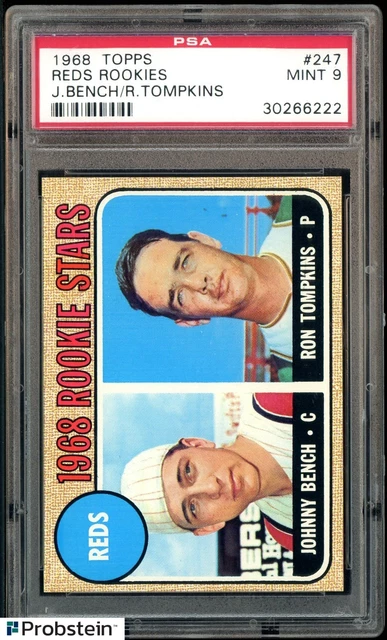 1968 Topps #247 Reds Rookies w/ Johnny Bench RC Rookie HOF PSA 9 MINT