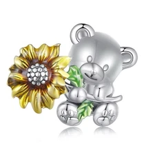 Sunflower 925 Sterling Silver Charm for Bracelet