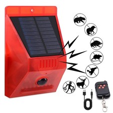Solar Alarm Strobe Light with Remote Control Motion Sensor Detector Outdoor A...
