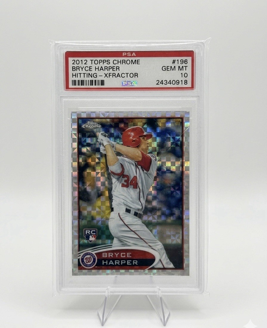 2012 Topps Chrome Bryce Harper Rookie Card Hitting XFractor #196 PSA 10 Low Pop