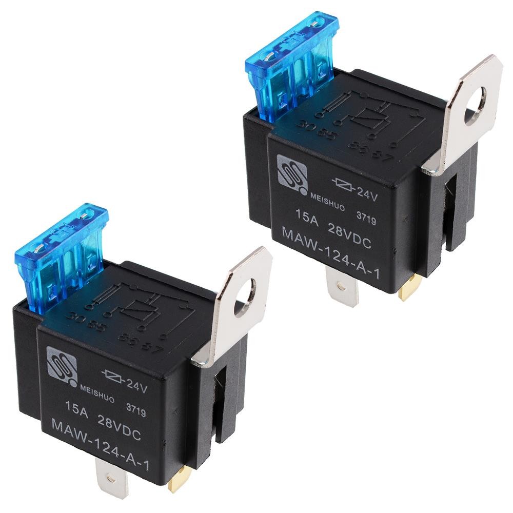 2 x 24V Automotive Fused Relay 30A 4-Pin Bracket SPNO