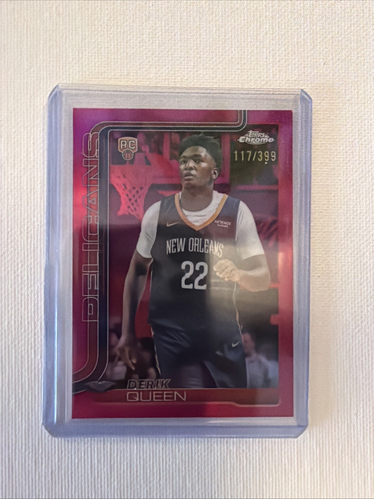 2025-26 Topps Chrome #263 Derik Queen RC Rookie Magenta Refractor /399  Pelicans