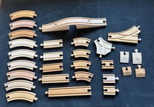 Wood Train Track Lot 30 Pieces- Bridge Ramps Switches - Thomas Brio Compatible