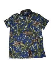 Ralph Lauren RLX Golf Polo Shirt Floral Jaguar Leopard Tiger Hawaiian Mens XL