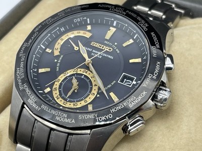 SEIKO Brightz Radio Wave Solar Men's Watch World Time Titanium