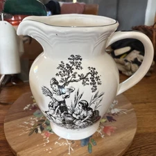 Tabletops Unlimited New England Toile Black  Pitcher
