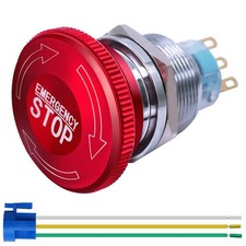 Gebildet 22mm Stainless Steel Metal Latching Emergency Stop Push Button Switc...