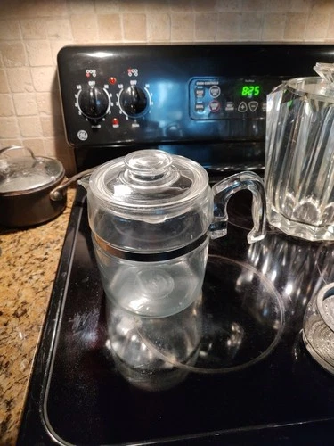 Vintage Pyrex Flameware Glass Percolator Coffee Pot, 7756-B6 Cup (missing stem )